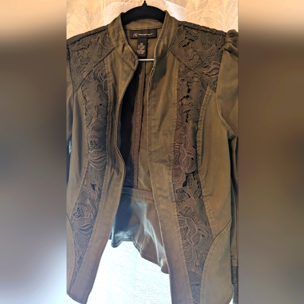 Inc Olive Jacket, nice details, gently used